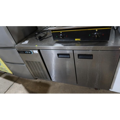 1152 - A commercial stainless steel 2 door bench fridge by Foster type Xtra - unit requires attention - tra... 