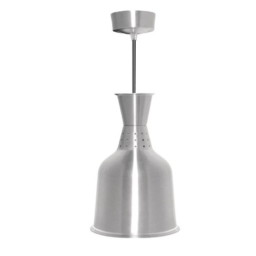 1175 - 3 x heat pendant lamps with brushed aluminium shades, no bulbs - trade