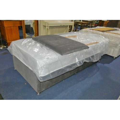 2765 - 1 x 3ft single bed comprising of a 3ft single part divan base with 2 drawers, a 3ft mattress (no mak... 