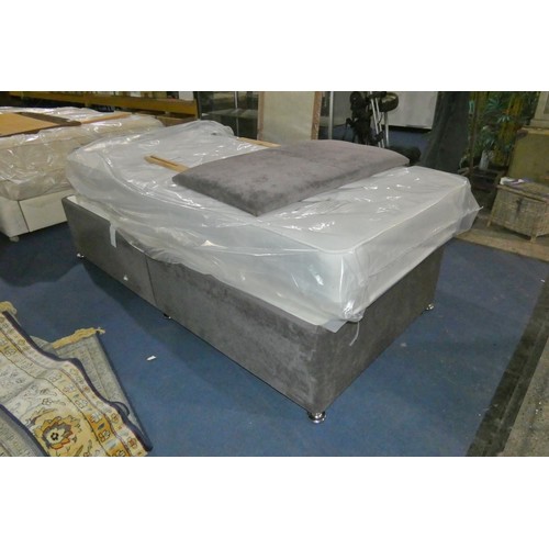 2765 - 1 x 3ft single bed comprising of a 3ft single part divan base with 2 drawers, a 3ft mattress (no mak... 