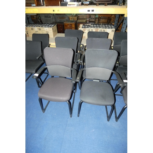 1262 - 6 x black upholstered cantilever office meeting chairs by Steelcase