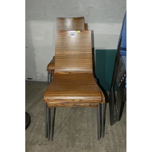 1266 - 7 x bent wood metal framed stacking chairs