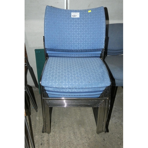 1267 - 9 x various blue matching upholstered office stacking chairs