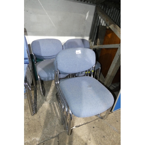 1268 - 9 blue upholstered cantilever stacking chairs