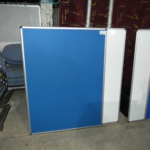 1299 - A white board and a pin board both approx 90x120cm