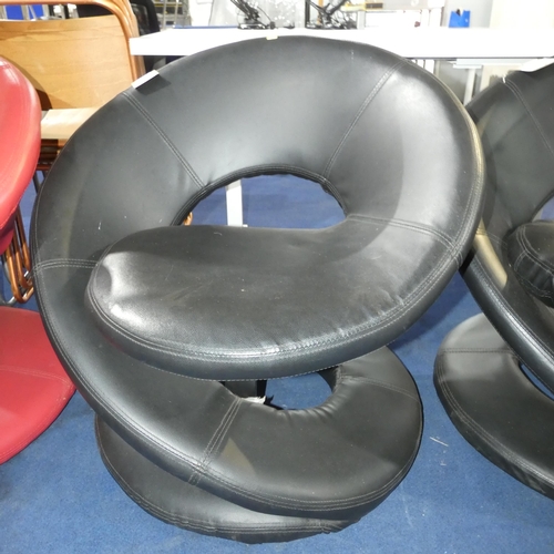 1315 - A black spiral effect red upholstered office chair possibly Peel