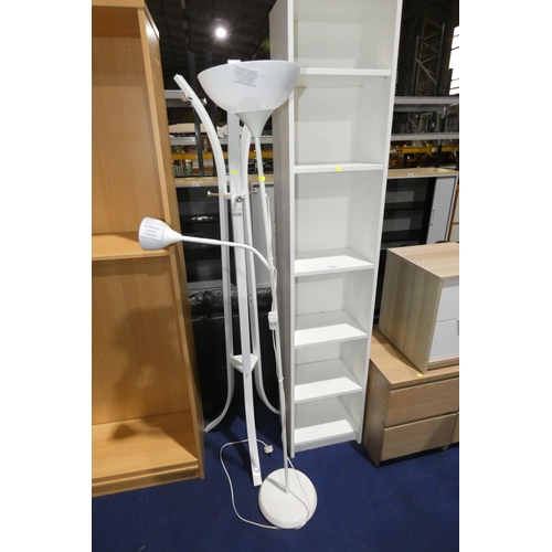 1326 - A white standard lamp and a hat & coat stand