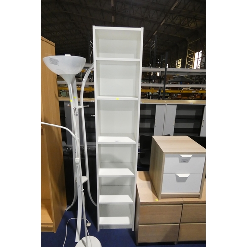 1327 - A white slimline bookcase, approx 40x28x203cm