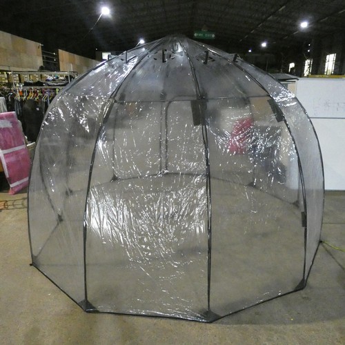 1184 - A round\dodecagon plastic transparent garden igloo, bubble, with case, diameter approx 3.5m