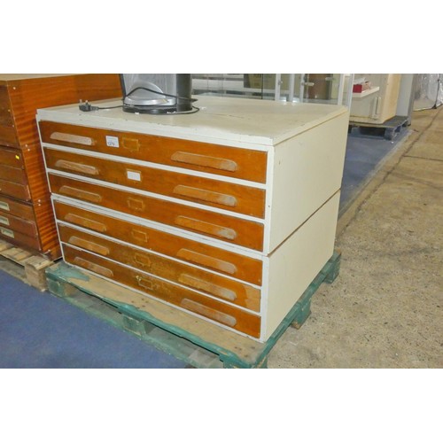 1279 - A 2 section wooden 6 drawer plan press