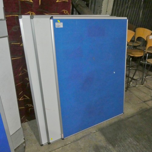 1301 - 2 white boards and a pin board all approx 90x120cm