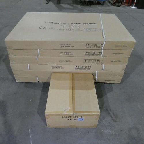 6129 - 12 x 250w unused PV solar panels by Sunny Roo, type BBPV-250 (contents of 6 boxes) together equallin... 