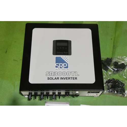 6148 - 1 x unused solar PV inverter by Sunny Roo, type SR3000TL 3kw. Grid tied, 230V~50HZ, 13A, UK G83 type... 