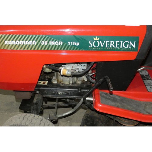 6178 - 1 x Sovereign ride on garden mower type Eurorider, 36 inch, Briggs and Stratton 11hp petrol engine