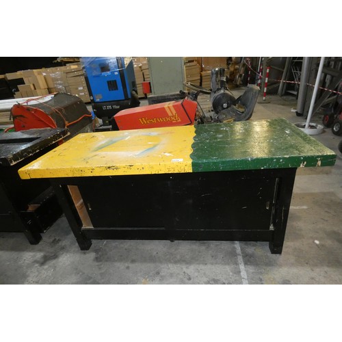 6175 - 1 x heavy duty wooden work bench (no vices fitted) approx 183 x 75cm