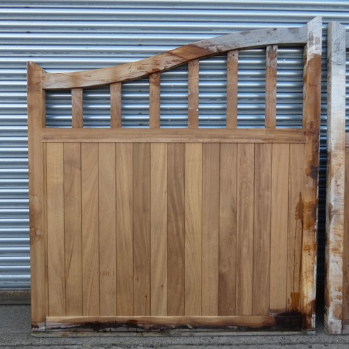 6323 - A pair of hardwood (Iroko) driveway gates each measuring approx 190 x 210cm