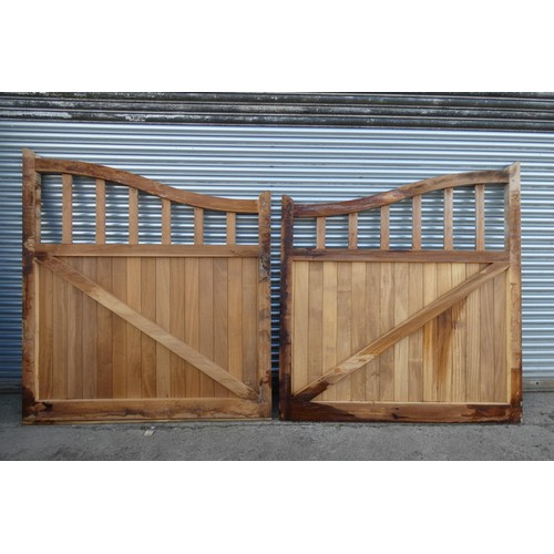 6323 - A pair of hardwood (Iroko) driveway gates each measuring approx 190 x 210cm