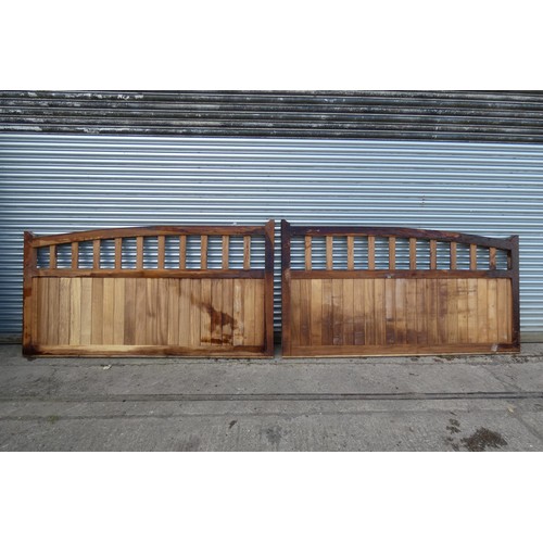 6324 - A pair of hardwood (Iroko) driveway gates each measuring approx 266 x 145cm