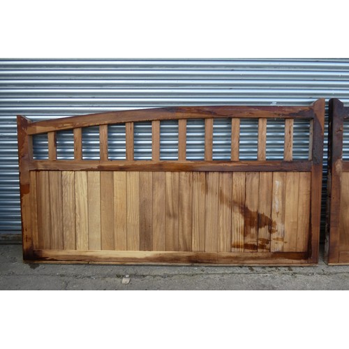 6324 - A pair of hardwood (Iroko) driveway gates each measuring approx 266 x 145cm