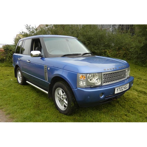 6243 - Range Rover Vogue TD6 Auto, Blue, Reg YT02 KGJ, 10/04/2002, 5 spd auto diesel 2926 cc Diesel, MoT ex... 