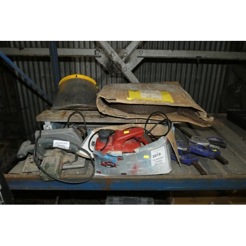 2019 - A quantity of various tools including a Bosch circular saw 240v, a power plane 240v, 2 x Irwin clamp... 