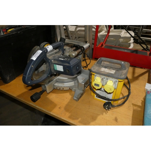 2028 - 1 x Elu sliding mitre saw 240v and 1 x 110v transformer 3 kva (Trade) Tested working