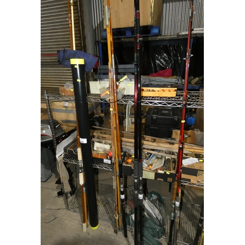 2050 - 3 x various vintage fishing rods (no reels). Not practical to list in detail so please view or see p... 