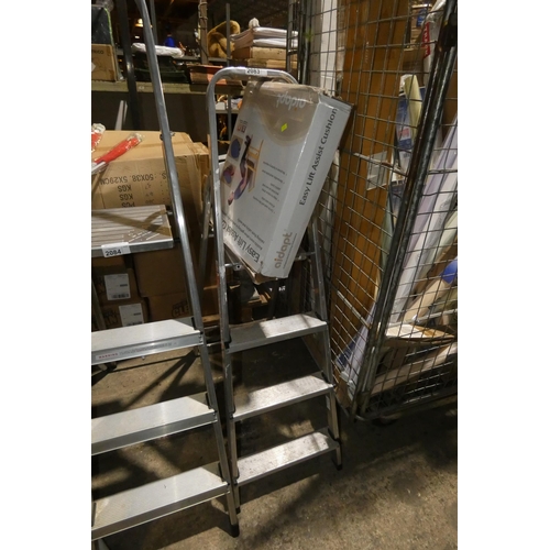 2083 - 1 x Aidapt easy lift assist cushion and 1 x aluminium folding step ladder