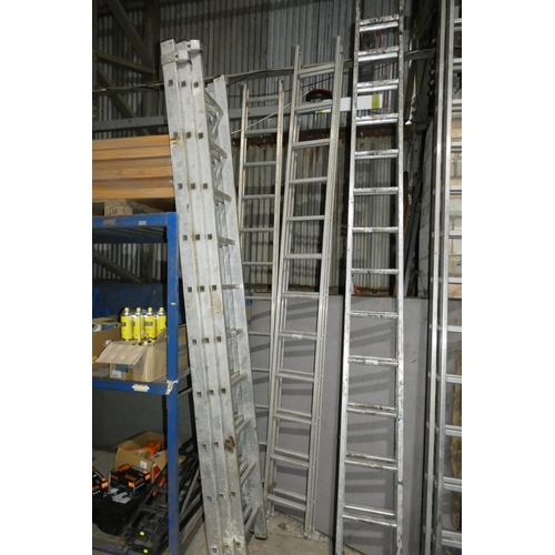 2105 - A double extending aluminium ladder (2 x 12 rung) and 1 other aluminium ladder (1 x 12 rung)