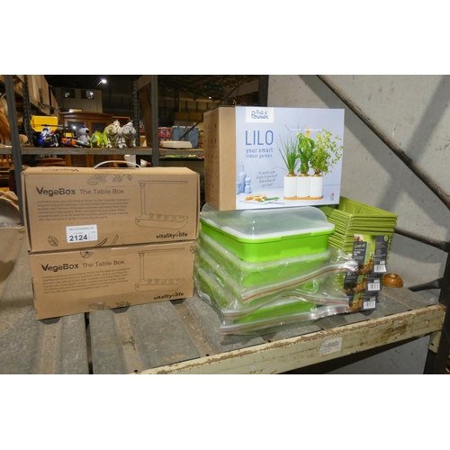 2124 - A quantity of various plant growing items including 2 x Vege Table Boxes, 1 x Lilo smart indoor gard... 