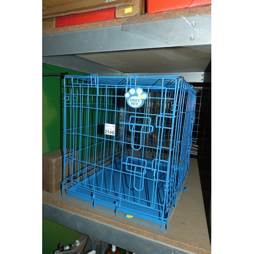 2146 - 1 x Cozy Pet blue metal mesh pet cage approx 45 x 60 x 49cm high