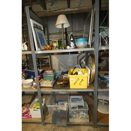 2164 - A quantity of various household items including a table lamp 240v, a Tefal iron 240v, novelty boxes,... 