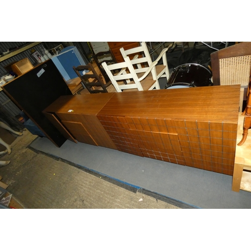 2171 - A pair of wood sideboards with 2 doors and 3 central drawers both approx 120 x 42 x 67cm high togeth... 