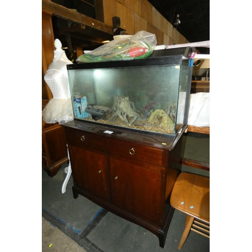 2178 - A Stag dark wood sideboard approx 96cm wide and a Clear-Seal glass fish tank with various aquarium a... 