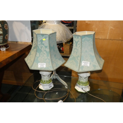 2190 - A pair of table lamps with matching shades 240v - both approx 60cm high (Trade) Tested working