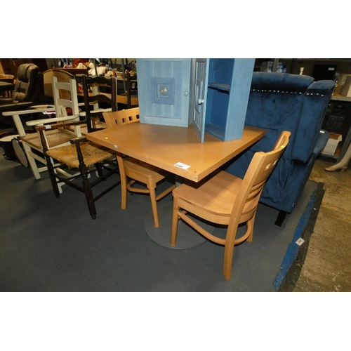 2198 - 1 x square dining table approx 80 x 80cm and 2 x chairs