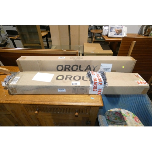 2220 - 2 x Orolay white metal clothes hangers type DTLD02 - Both boxed and require assembly