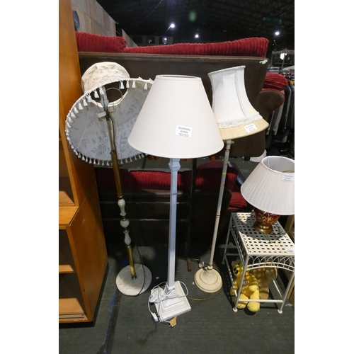 2245 - 3 x various floor standing lamps with shades 240v (Trade) Tested working