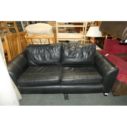 2253 - 1 x black upholstered two person sofa approx 170cm wide