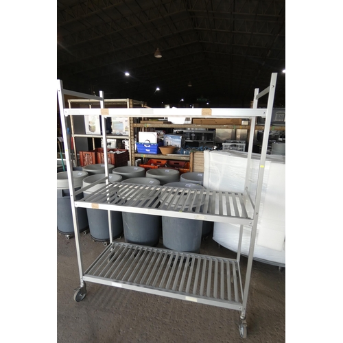 1009 - An aluminium lightweight mobile catering type rack with 3 adjustable height shelves, approx 150x197x... 