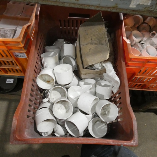 1049 - A quantity of various white crockery, sugar bowls, spoons, cups etc
