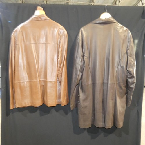 2265 - 2 x leather coats / jackets comprising 1 x Ted Lapidus size 58 and 1 x Buoni size 56