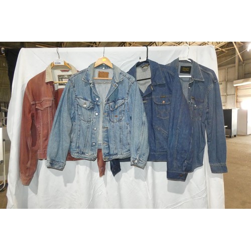 2288 - 4 x various Denim jackets including 1 x Levi's size M. Not practical to list in detail so please vie... 