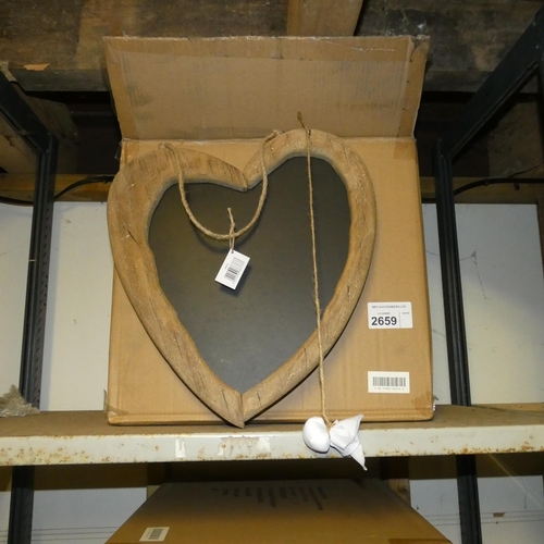 2659 - 1 box containing 8 x wooden framed heart shaped chalk boards by Shoeless Joe 8402