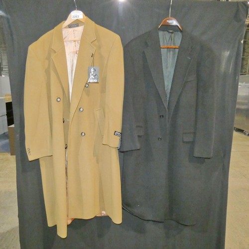 2263 - 2 x long coats comprising 1 x Donna Karan Signature Cashmere size Reg 44 and 1 x Kasper Cashmere ble... 