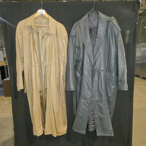 2264 - 2 x long leather coats - 1 is size 50 and 1 is size not visible