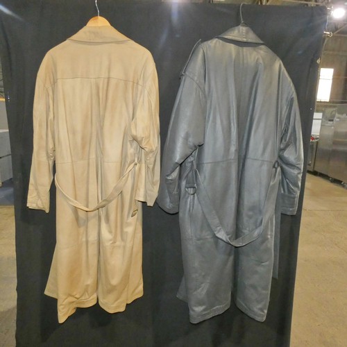 2264 - 2 x long leather coats - 1 is size 50 and 1 is size not visible