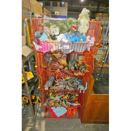 2698 - A set of 5 red stacking baskets for retail display, contents not included.