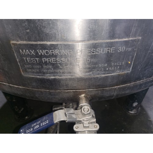 4 - 1 s/s Grundy tank with lid, 2 inspection ports, Working Pressure 30psi, Capacity 91.2 gals, Date 197... 