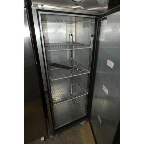 1228 - A commercial stainless steel single door fridge by Foster type Prog600h 240v - trade. Tested working